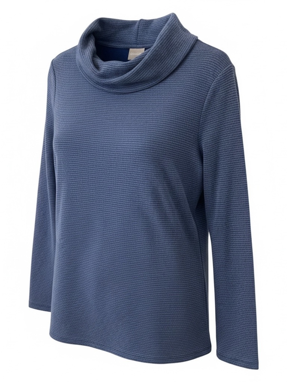 Chicos slate blue cowl neck sweater, size 1, medium
